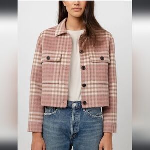 Rails Steffi Plaid Jacket Mauve Ivory Sepia Wool-Blend Size XL